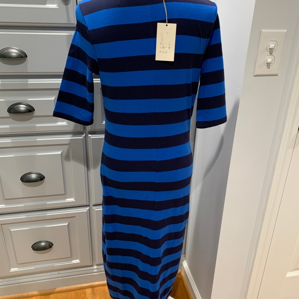 A New Day Black and Blue Striped Maxi Dress, Size XS, NWT - Picture 3 of 6